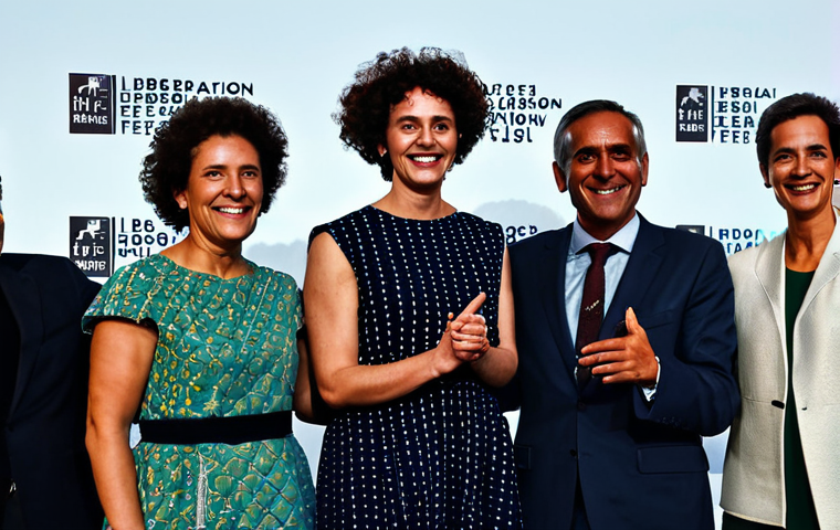 Co-production Success**

"A dynamic scene at the Lisbon Film Festival showcasing filmmakers from Brazil and Portugal celebrating a co-produced film premiere, fully clothed, appropriate attire, safe for work, professional setting, perfect anatomy, natural proportions, cinematic lighting, high quality, a joyful atmosphere, showing cultural collaboration, modern dress, well-formed hands, proper finger count, natural body proportions, modest attire, family-friendly."

**