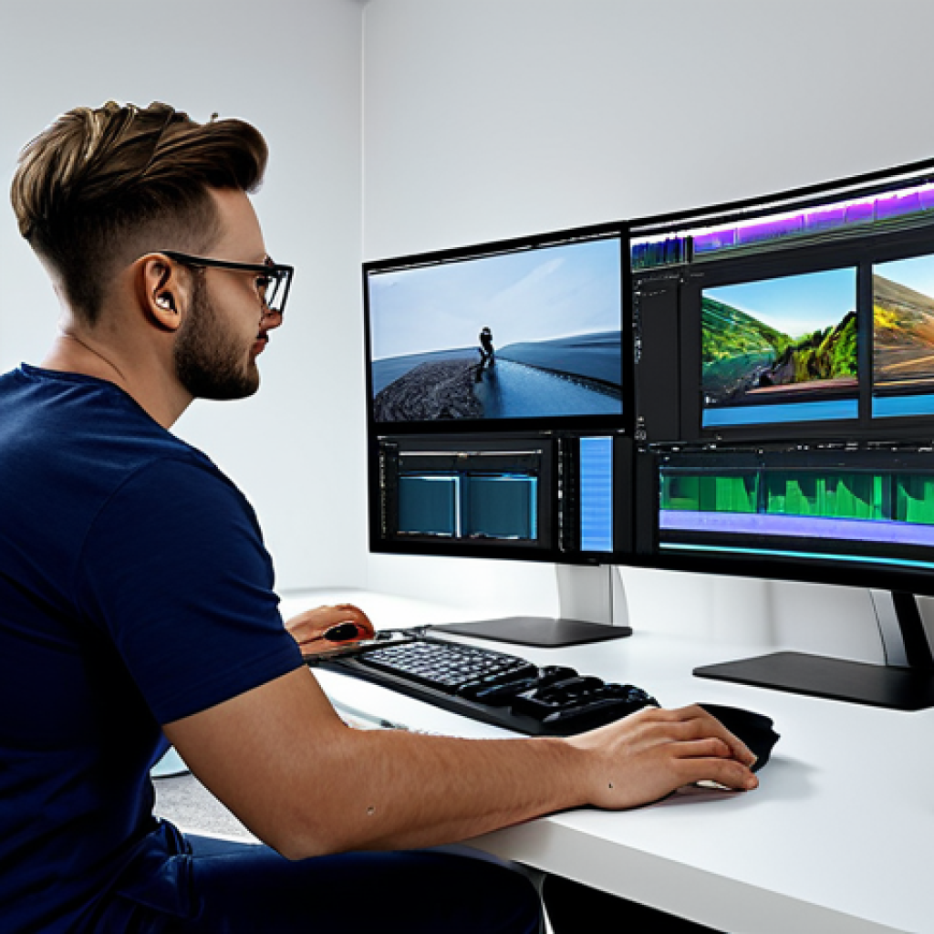 영화 제작용 소프트웨어 추천 - Professional Video Editing**

"A focused video editor working on a complex timeline in Adobe Premier...