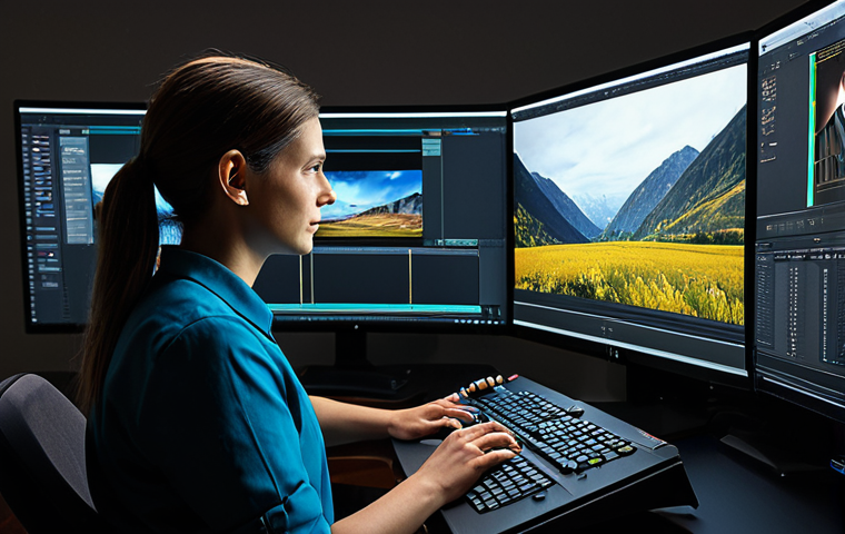 영화 제작용 소프트웨어 추천 - Professional Video Editing**

"A focused video editor working on a complex timeline in Adobe Premier...