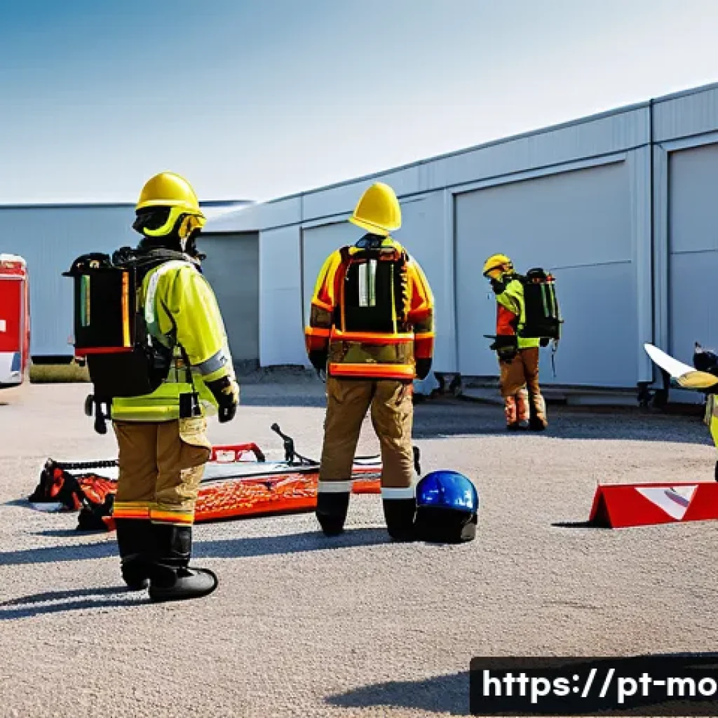 촬영 중 비상 상황 대처법 - A professional film production set during an emergency situation, showing a diverse team of crew mem...